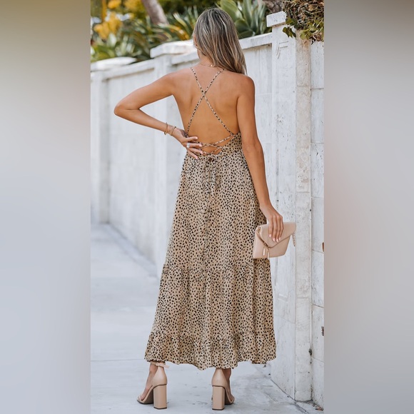 Ayana Lace-up Backless Maxi Slip Dress - Picture 2 of 5